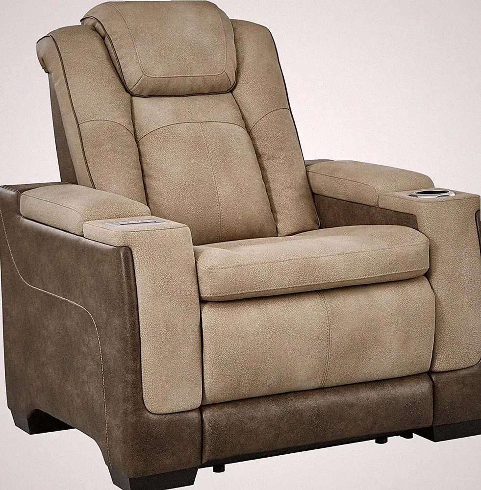 Next-Gen Durapella Power Recliner with Adjustable Headrest and Storage Armrests